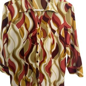 Unique Spectrum Red and Gold Wave Blouse